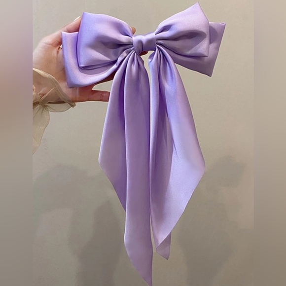 Elegant Purple Vintage Style Oversized Scrunchie Hair Clip With Bow Knot - Picture 2 of 3
